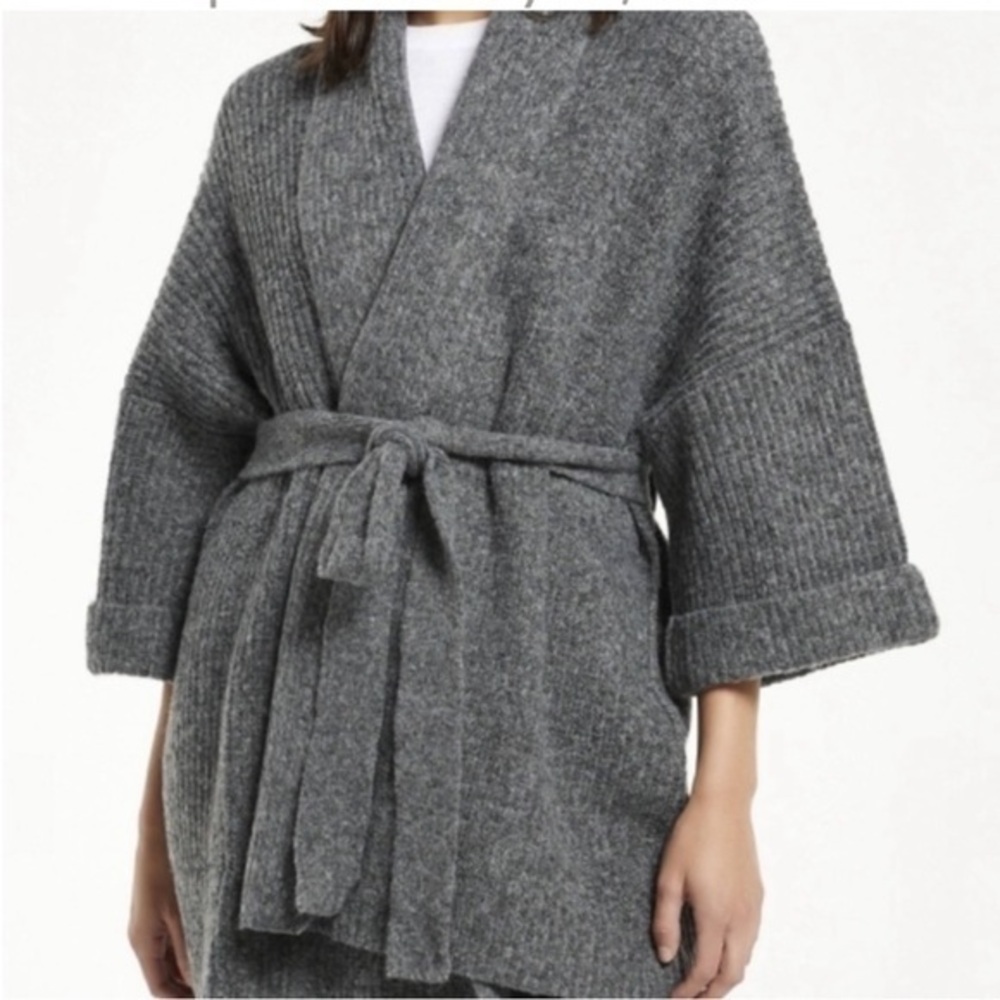 Anthropologie  Knits Oversized Kimono Wrap Cardigan In Charcoal Size O/S